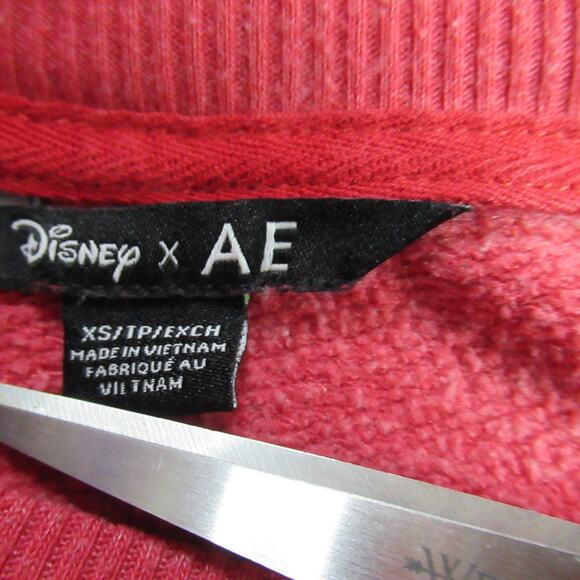 Disney x AE Sweatshirt Womens Size XS Red Donald Duck Feisty Pullover Christmas - Picture 2 of 10